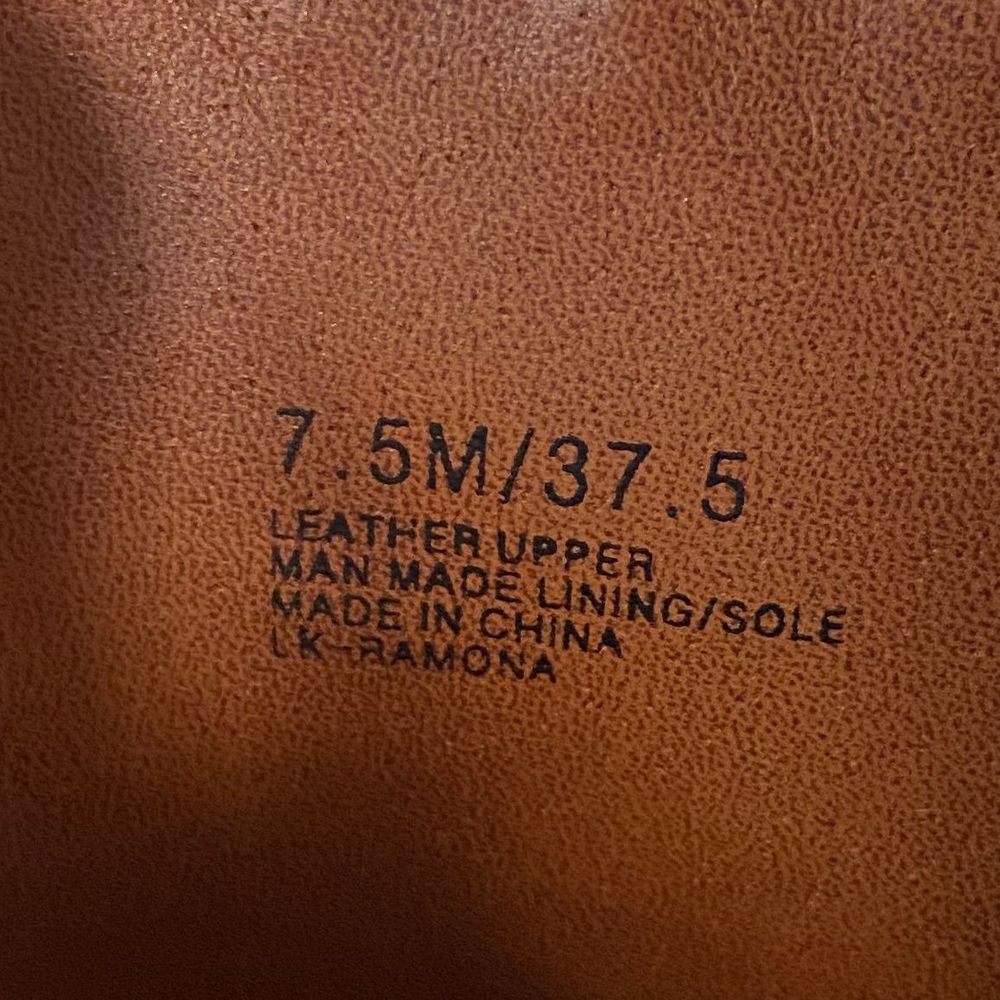 Lucky Brand Two-Tone Brown and Mustard Wedge Sandals - Picture 8 of 9
